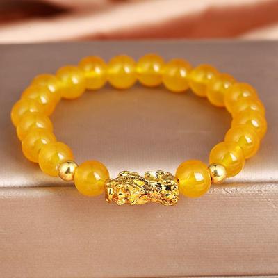 Colorful Pixiu Couple Bracelet: Natural Crystal & Gold Beads - New Chinese Style Gift