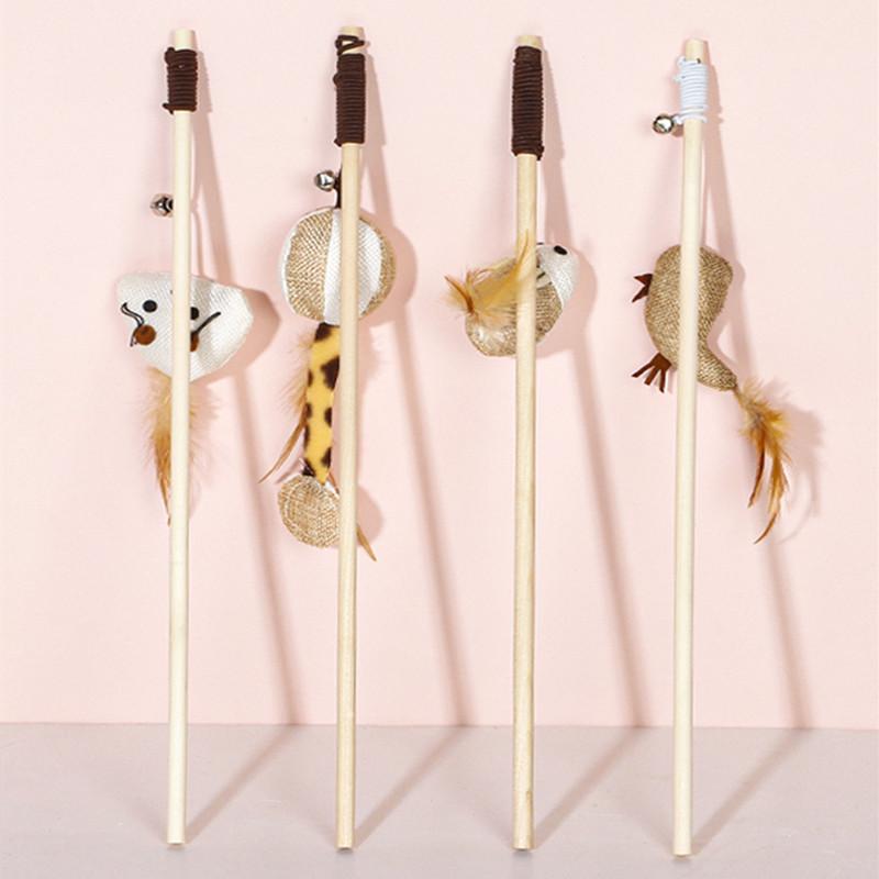 Fun Cats Playtime Swords Hemp Feathers Mouse Durable Cottons Hemp Sticks