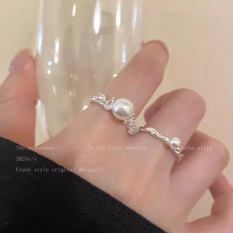 Pearl Zirconia Open Ring - Elegant Finger Ring for Women, A Rare Design Ring for The Finger.