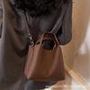 Large Capacity Simple Bucket Bag Women's Bag 2025 New Trendy Fashion Shoulder Messenger Bag Soft Leather Retro Armpit Bag