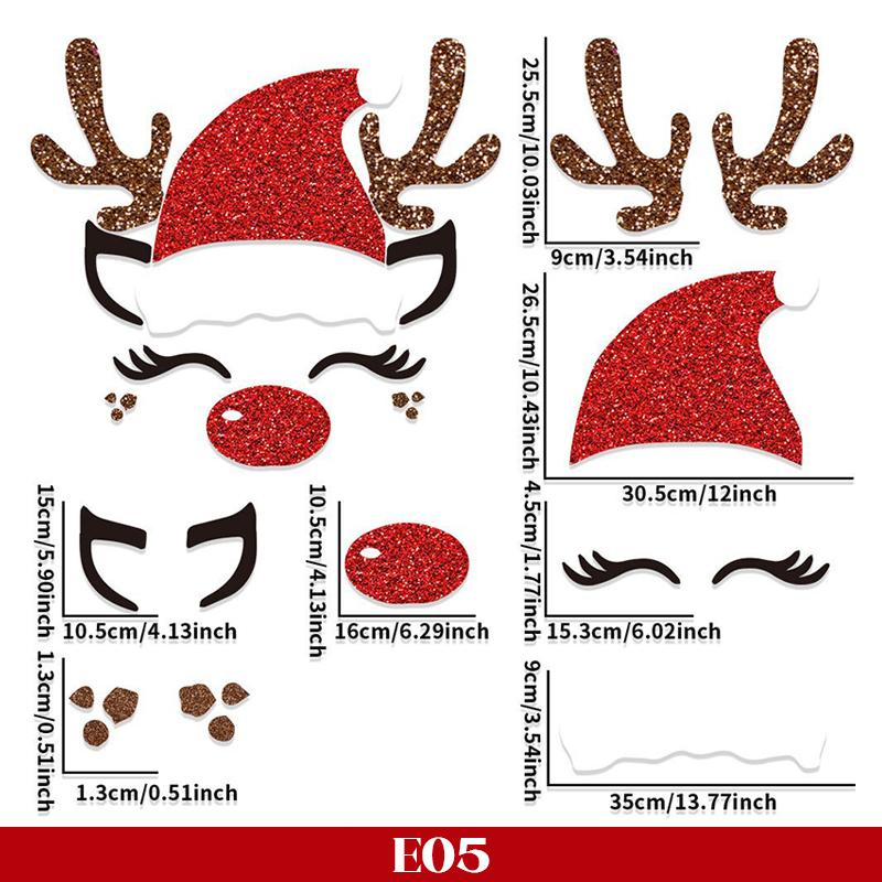 Christmas Door Window Stickers Felt Cloth Cartoon Snowman Santa Claus Elk Wall Sticker for Winter Xmas Noel Happy New Year Decor