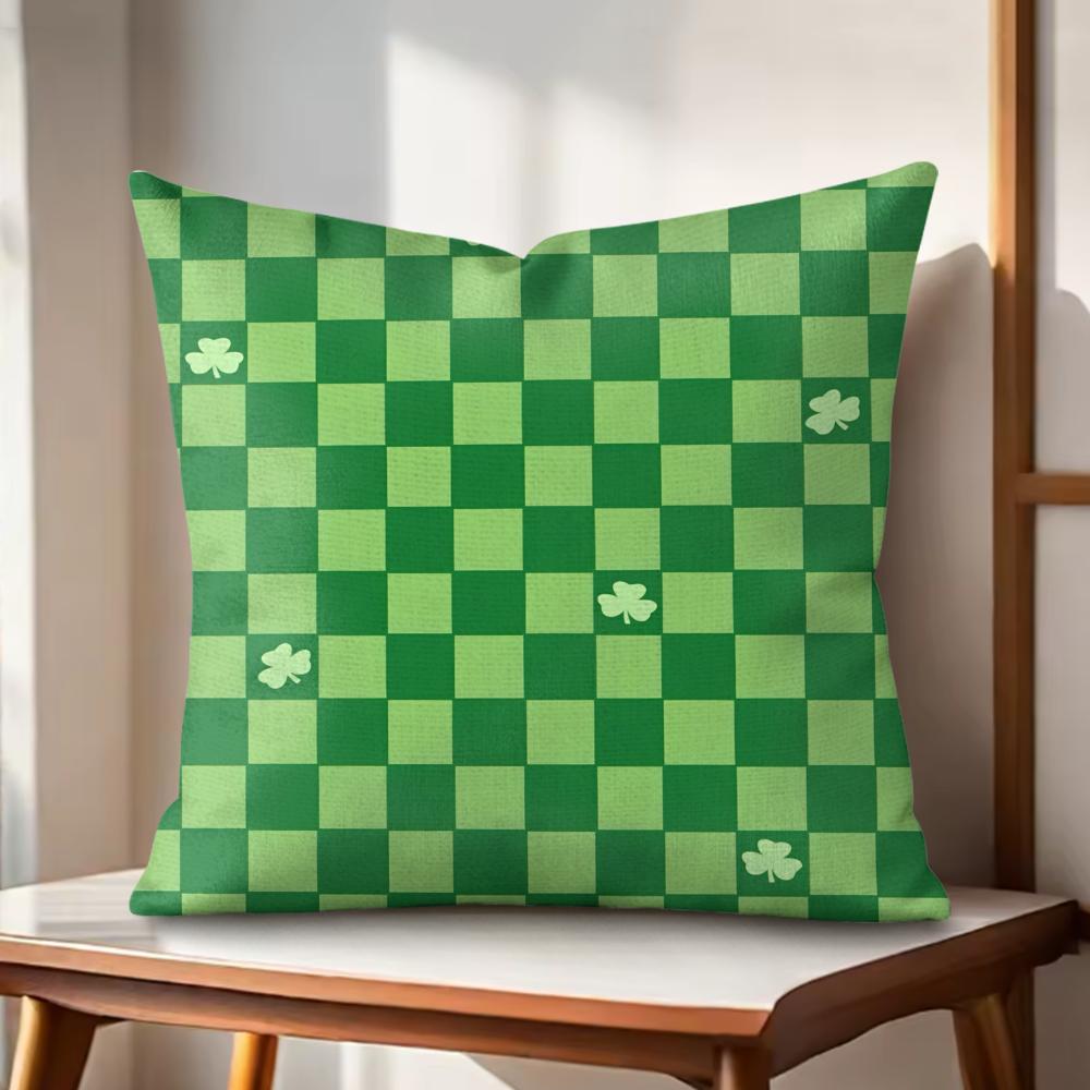 St Patricks Day Gift Cushion Cover Natural Linen Organic Fabric DoubleSided Printing Couch Pillow Covers Home Decor