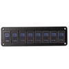 8 Gang RV Aluminum Toggle Switch Panel DC12V to 24V Waterproof Oxidized Black 20A 5PIN Blue LED