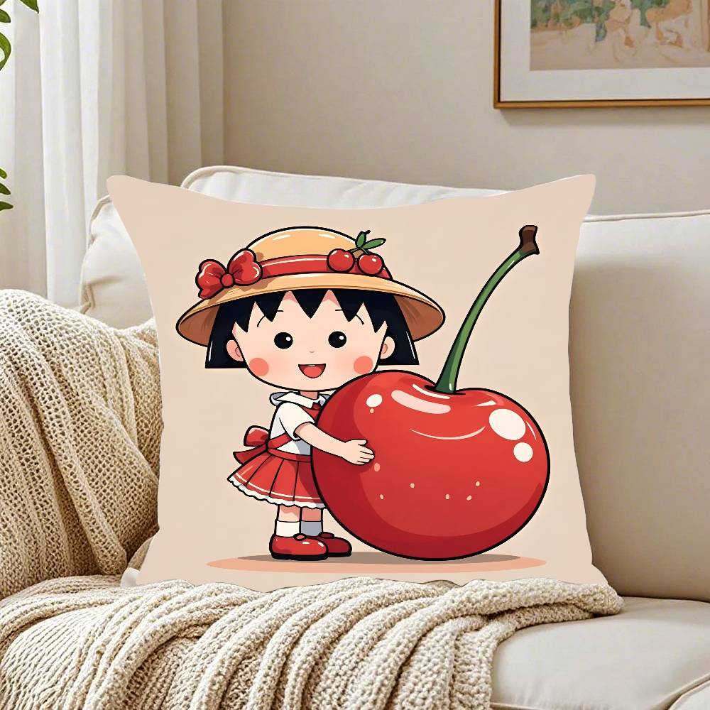 

Наволочка с рисунком Черри Маруко-чан для подушки, наволочка с принтом для диванной подушки в гостиную и декора для спальни 12x12Inch