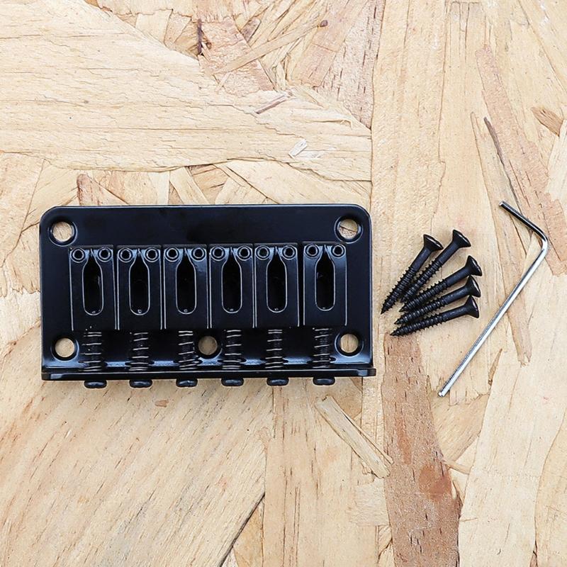 6 String Electric Guitar Bridge with Screws & Wrench Fixed Hardtail Bridge Saddle Guitar Replacement Part Easy To Use