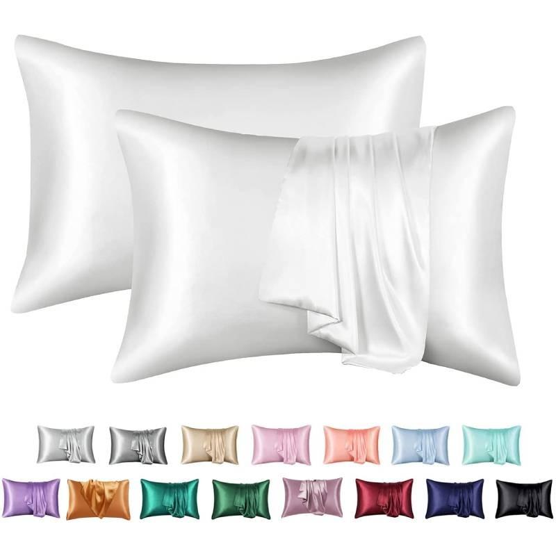 Luxurious Solid Color Satin Pillow Cases Set High Quality Soft Hypoallergenic Fabric