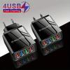 4-Port USB Travel Charger 5V2A for Mobile Devices - Compatible with AU, US, EU, UK Standards