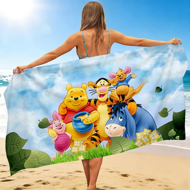 1Pc Winnie Pooh Friends Beach Towel, Quick Dry, Multi-Use for Beach Pool Gym Yoga Home Travel, Christmas, Halloween, Xmas Gift M928444