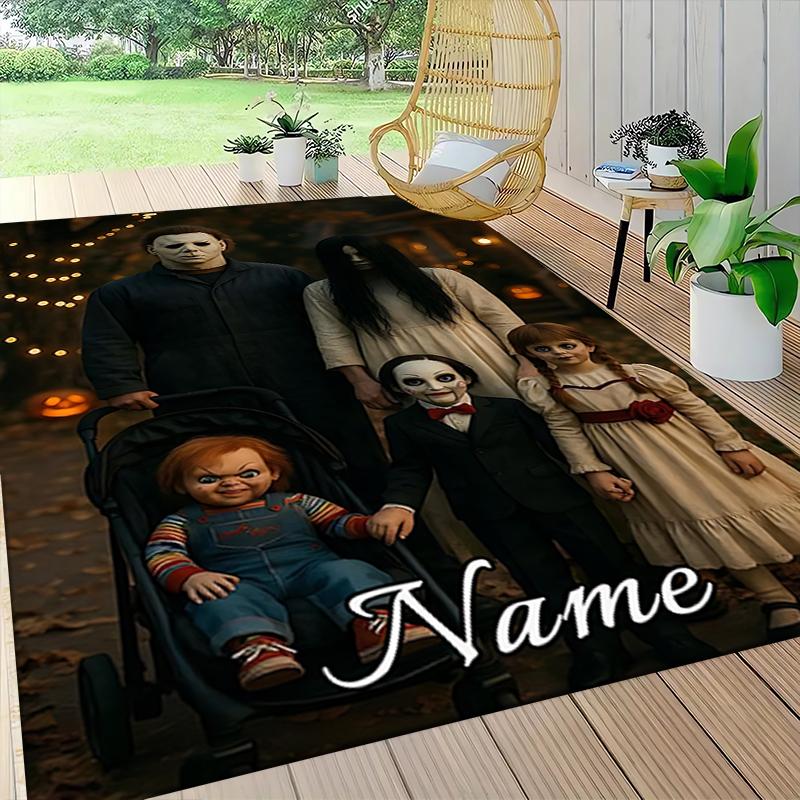 Custom Name Kitten Clown Balloon Theme Carpet Rug Customizable Soft Washable Anti-Slip Home Living Room Sofa Mats Personalized Rug. 0909106