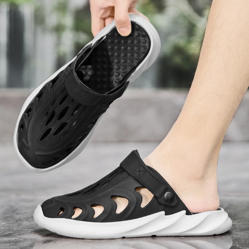Hole Shoes Men Wear Thick Soles In Summer, Step On Shit, Bag Head Slippers Coconut Travel Beach Outdoor Sandals