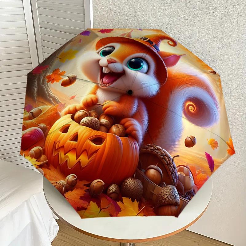 1pc Halloween Squirrel Automatic Open/Close Umbrella, Folding Compact Umbrella with Lightweight Design for Women/Men Yy251028248