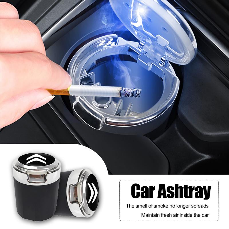 FFEC7 Car Interior Ashtray LED Light Portable Smoke Ashes Holder For Citroen C3 C5 Aircross C5X C4 Cactus Picasso e-C3 e-C4 C1 C6 C2