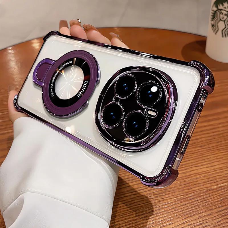 For Honor Magic 7 Lite 6 5 Lite X9C Case Magnetic Holder Luxury Plating Airbag Soft Silicone Transparent Shockproof Back Cover