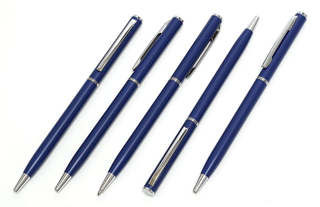 Slim Cowhide Pencil Case Red Brown Set Slim Rotary Ballpoint Pen Blue ASCR-PD04-L