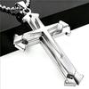 Men's Multi-layer Three-color Diamond Inlaid Cross Necklace