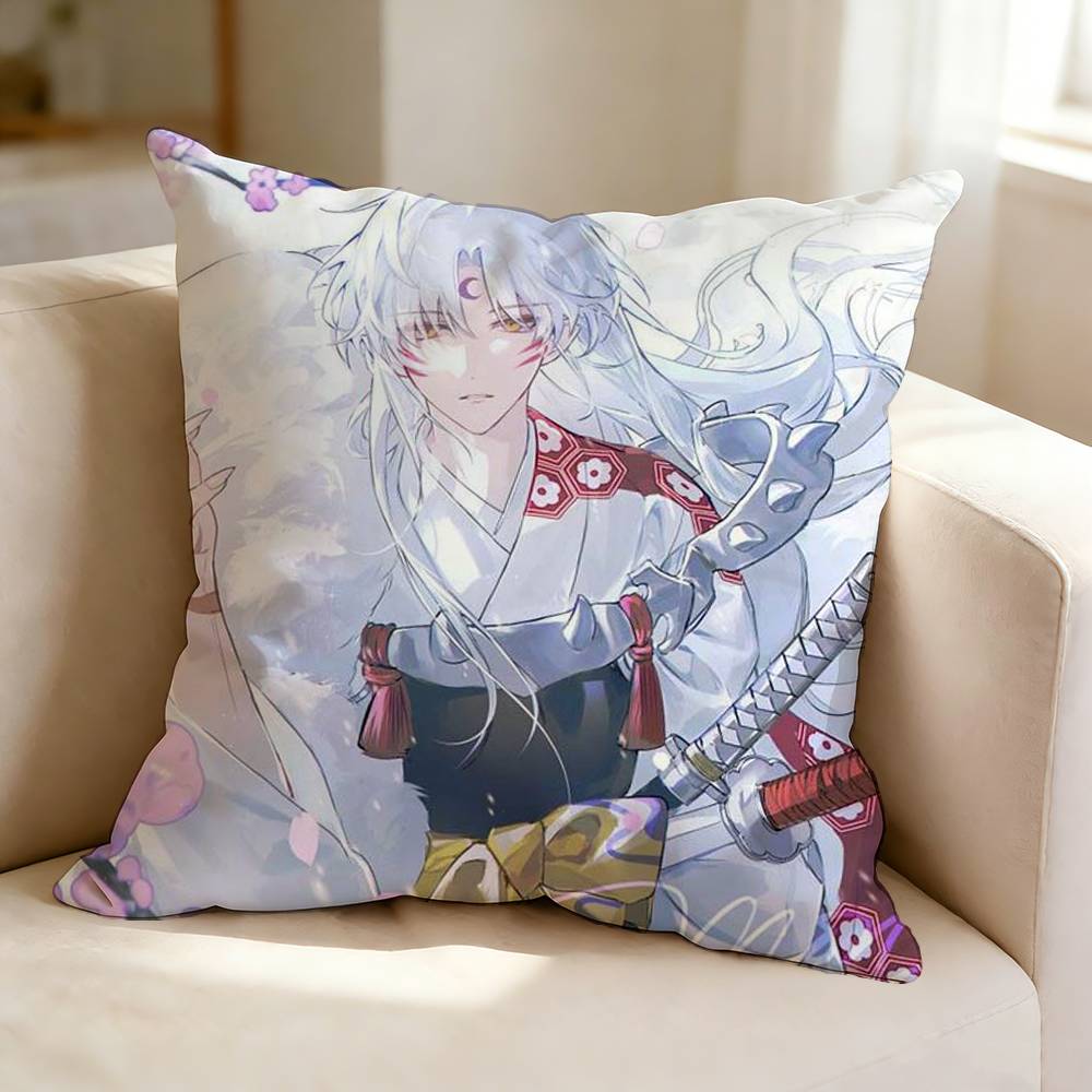 Fantasy Anime IInuyasha SSesshomaru  Square DoubleSided printed Pillow Case Bedroom Bedside Pillow Sofa Cushion Cover