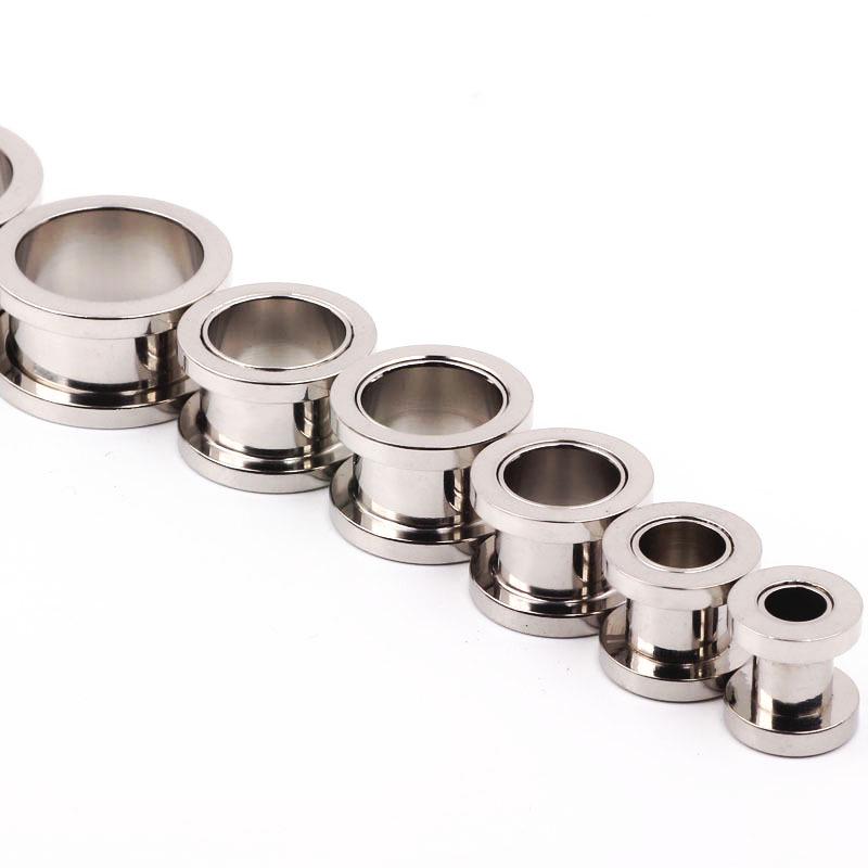 Black & Silver Electroplated Titanium Steel Ear Expander (1.2-25mm) Piercing Jewelry