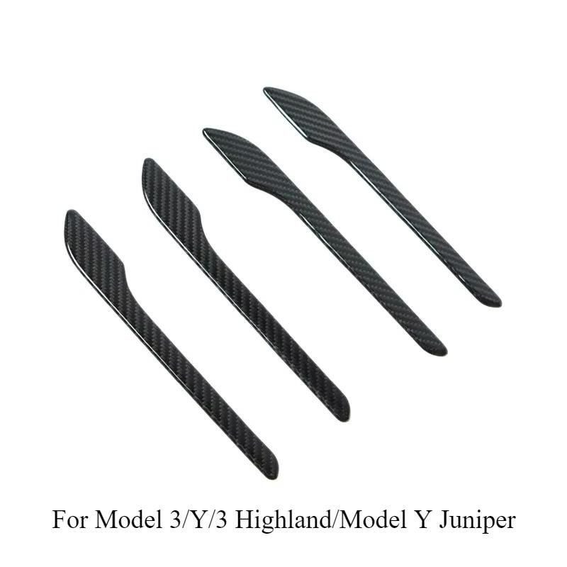 Real Carbon Fiber Door Handle Sticker for Tesla Model 3/Y/3+ Model Y Launch 2017-2025 Door Handle Protector Cover Accessories