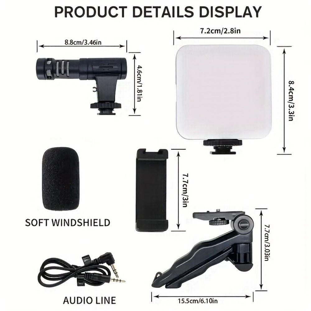 Rotating Phone Stand Stabilizer with Light and Microphone Live Streaming Holder  Live Any time