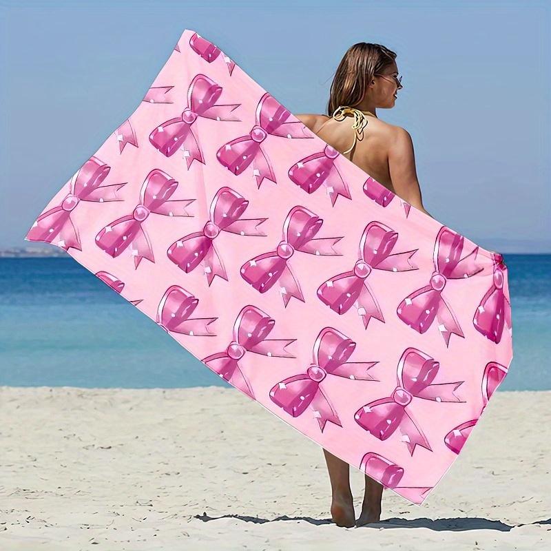 

Fun Bow-Patterned Bath Towel Versatile for Pool Surfing Camping Yoga Beach Absorbency Gym Sweat Wiping Shower Room Use W30*H60(CM)