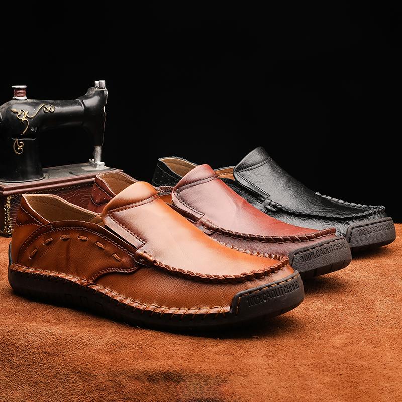 Men's Handmade Leather Shoes Casual Slip On Loafers Men's Flats Moccasins