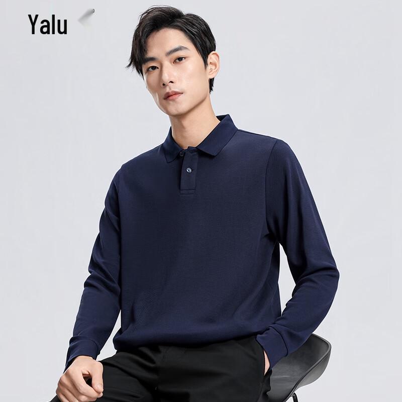 Yalu Herren 100% Baumwolle Langarm Poloshirt