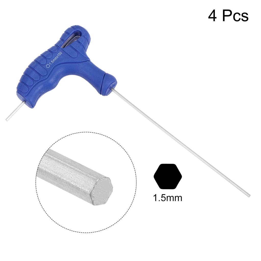 4pcs Hex Key T-Handle Dual End Wrench 1.5/2/2.5/3/4/5/8mm Metric CR-V Steel Flat End Spanner Automotive Household Maintenance