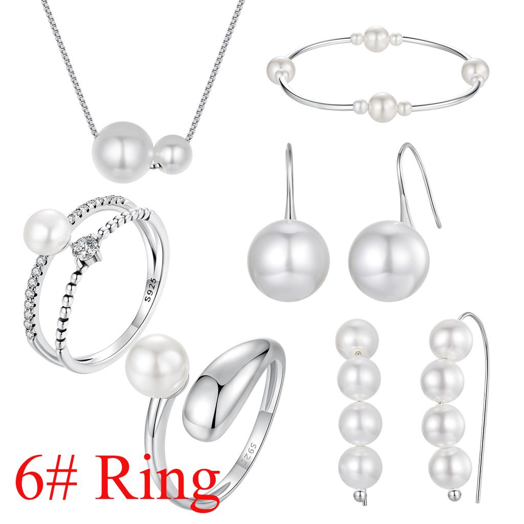 S925 Sterling Silver Temperament Pearl Set Versatile Simple French Temperament Bead Earrings, Direct Sales