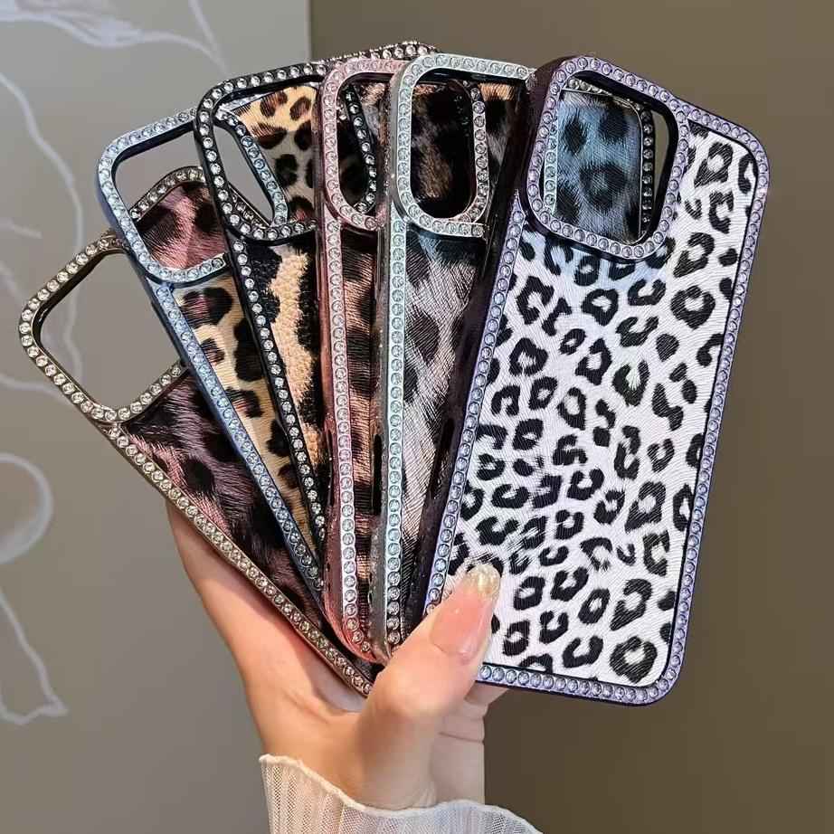 Luxus Leopard Muster Hülle Für iPhone 16 Pro Vergoldung Bling Diamanten Hülle Funda Für iPhone 16 Pro Max 16Plus 15 14 13 12 11 Hülle