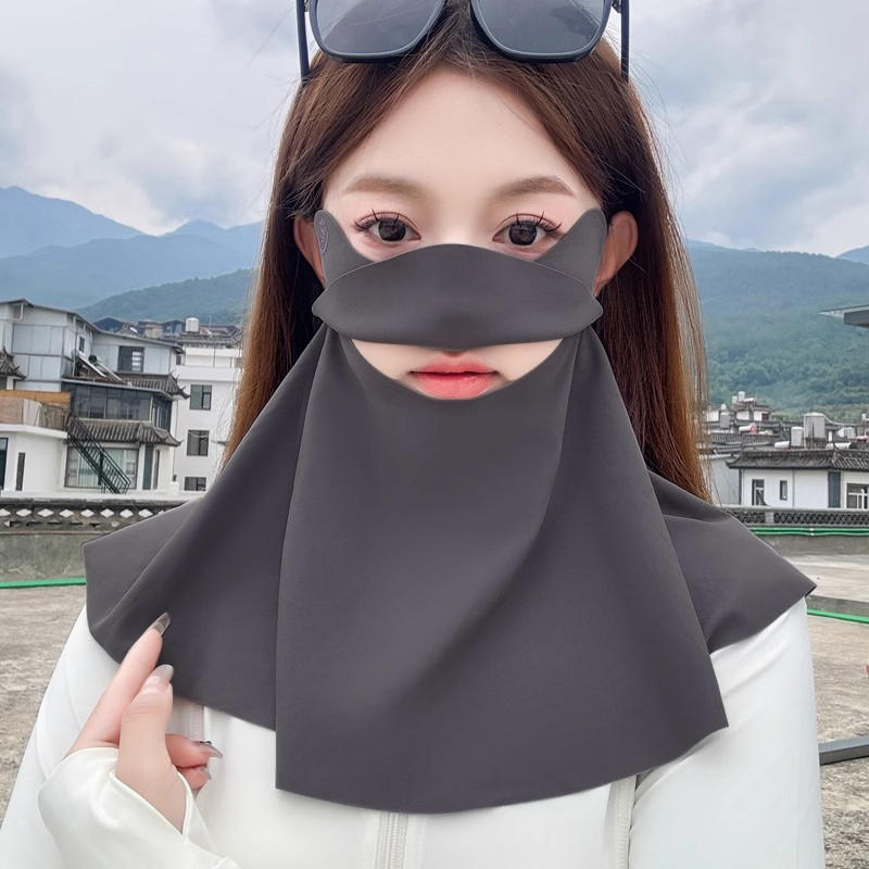 1PC 3D Ice Silk Sun Protection Mask for Women UPF50+ Anti-UV Balaclava Scarf Summer Outdoor Cycling Hiking 360° Face Neck Cover