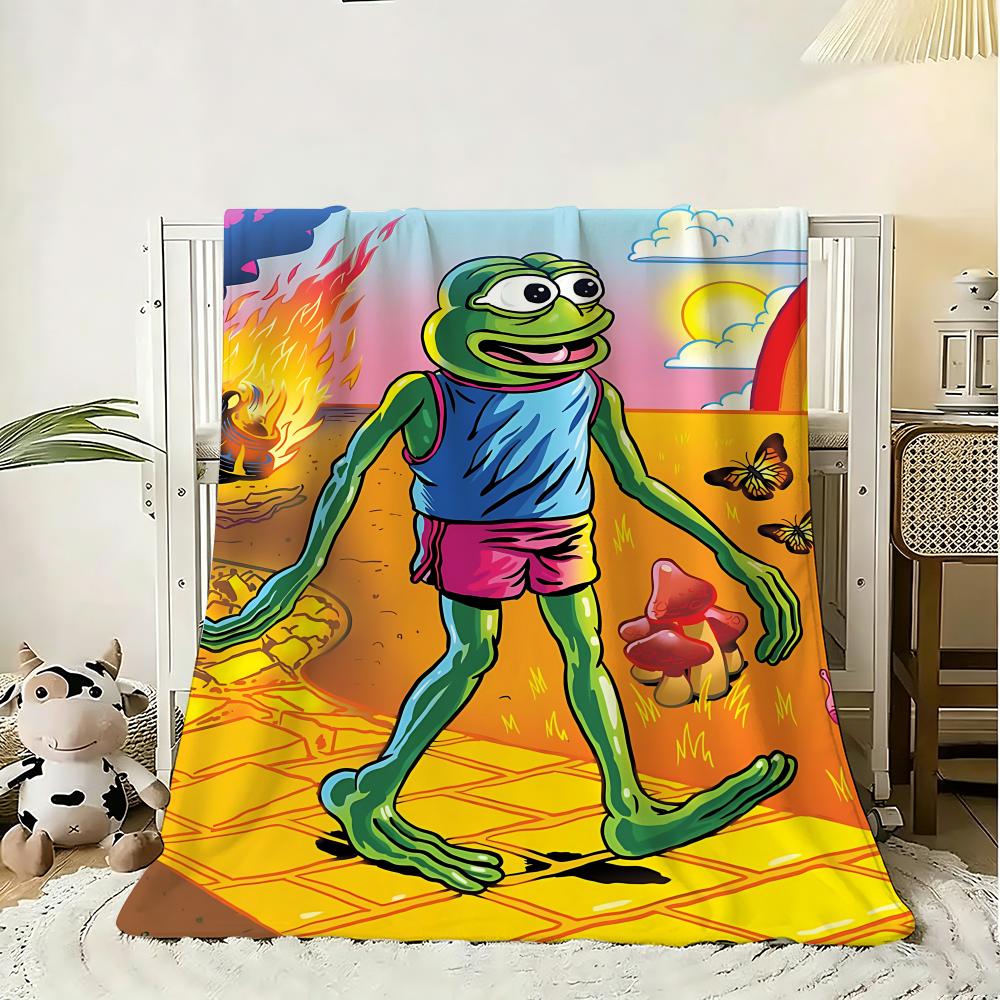 Pepe the frog Throw 240g Flannel Blanket Lightweight Soft Skin-friendly Summer Thin Throw Blanket 75x90cm