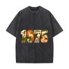 Vintage 1975 Wildlife Number Graphic Loose Solid Distressed T Shirt American Casual Crew Neck Top