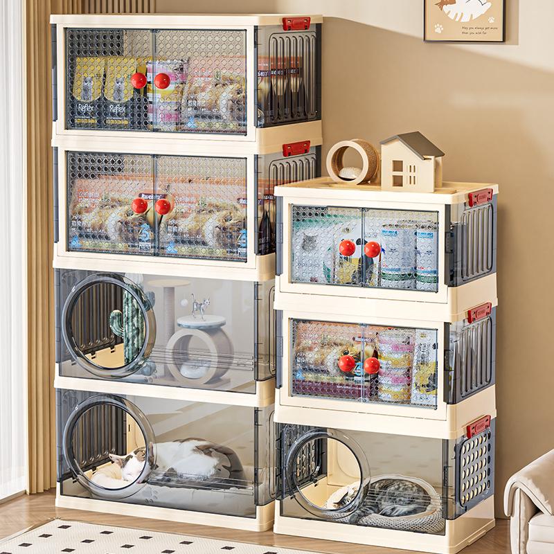 In-Stock Multi-layer Foldable Transparent Cat Bed & Toy Storage Cabinet