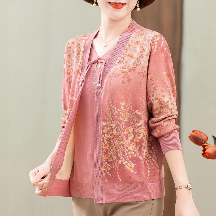 

Новый стиль для мам среднего и пожилого возраста со свитерами, бабушка, весенне-осенние свитера, топы для женщин среднего возраста, осенняя одежда 3XL