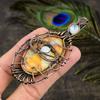 Bumblebee Jasper, Moonstone Gemstone Copper Wire Wrap Jewelry Pendant 3.35"