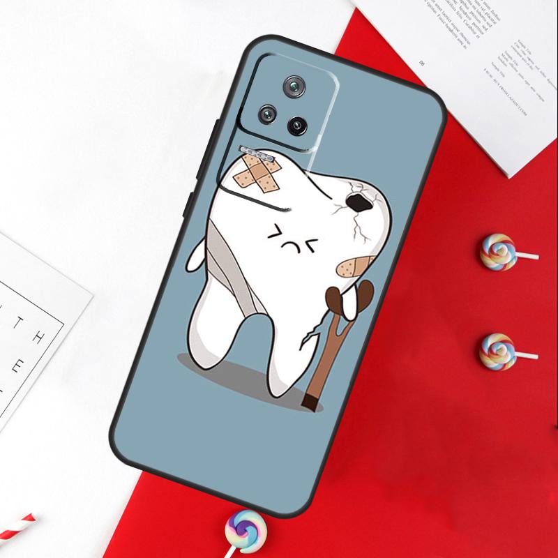 Cartoon Dentist Dental Crowned Teeth Cover For Xiaomi 14T 11T 12T 13T Pro 13 14 15 Ultra POCO X7 Pro X3 X5 X6 F5 F6 M6 Pro Case