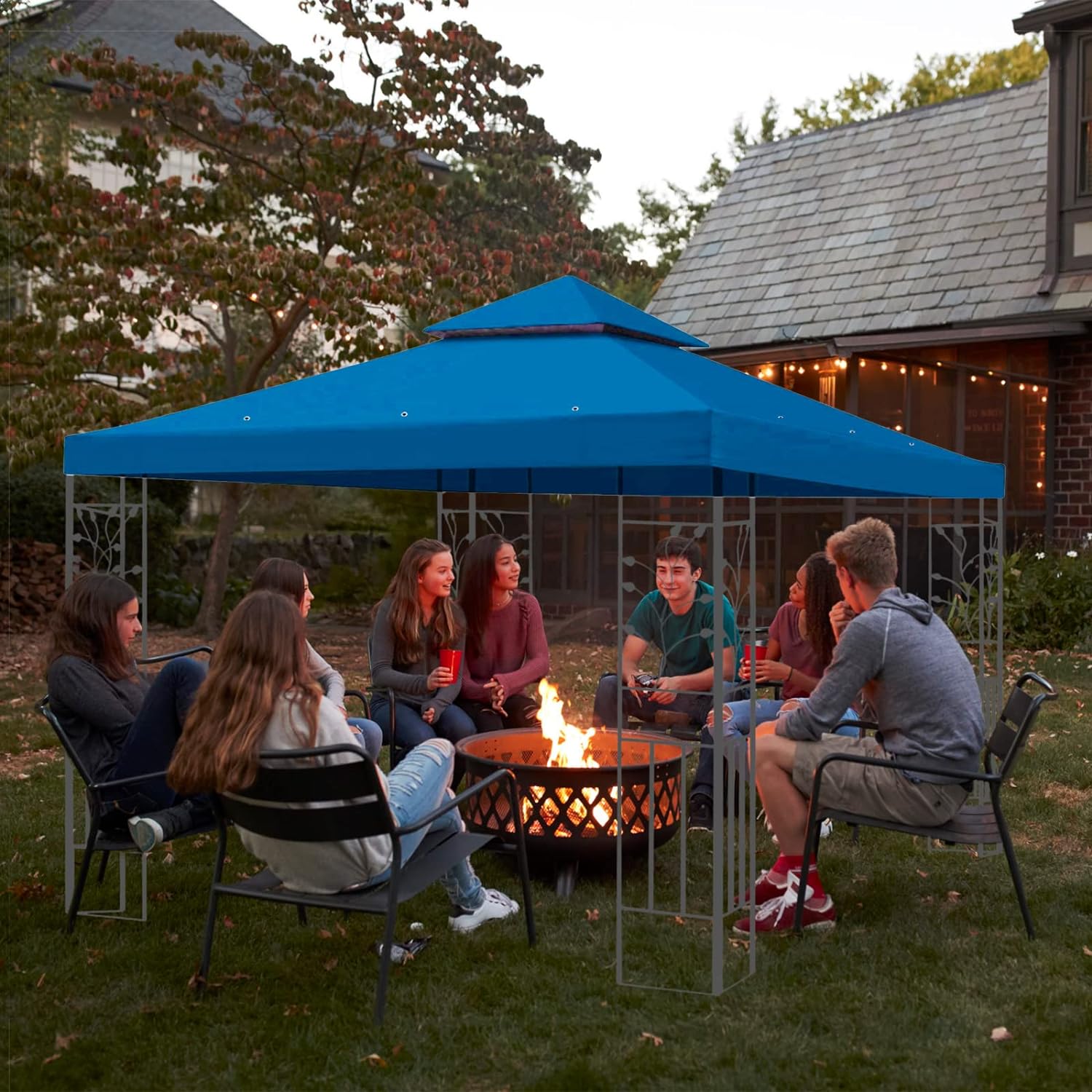 

1 шт., 3x3 м, сменный навес для беседки, двухъярусная верхняя крышка, павильон, сад, патио, навес, верхняя крышка, устойчивая к атмосферным воздействиям синий