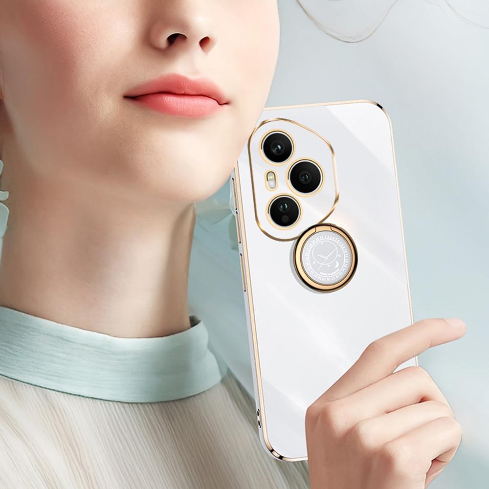 XINLI For Honor 400 Pro 5G (Global) Case Ring Kickstand Electroplating TPU Phone Cover