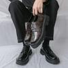 Fashion Retro Men Business Derby Shoes Black Brown Large-head Height-increasing Fashionable Lace-up Leather Shoes Social Shoes Men