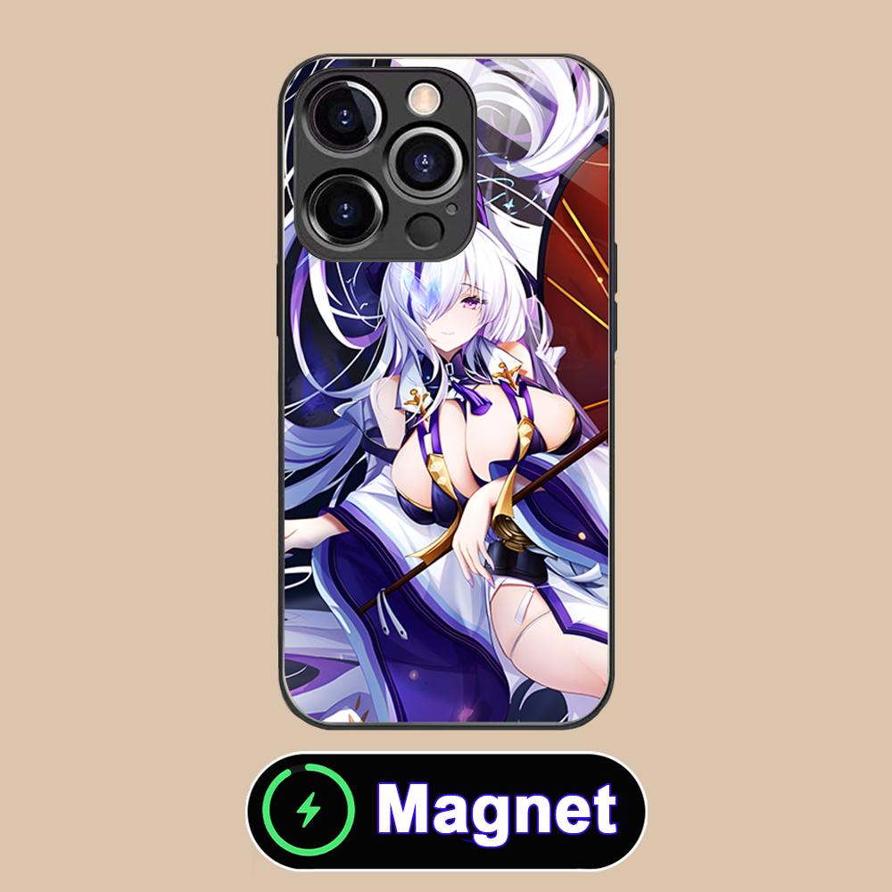 Azur Lane Unzen Glass MagSafe Mobile Phone Case for iPhone 17 16 15 14 13 12 11 Air Pro Max Plus Mini Colorful Cover