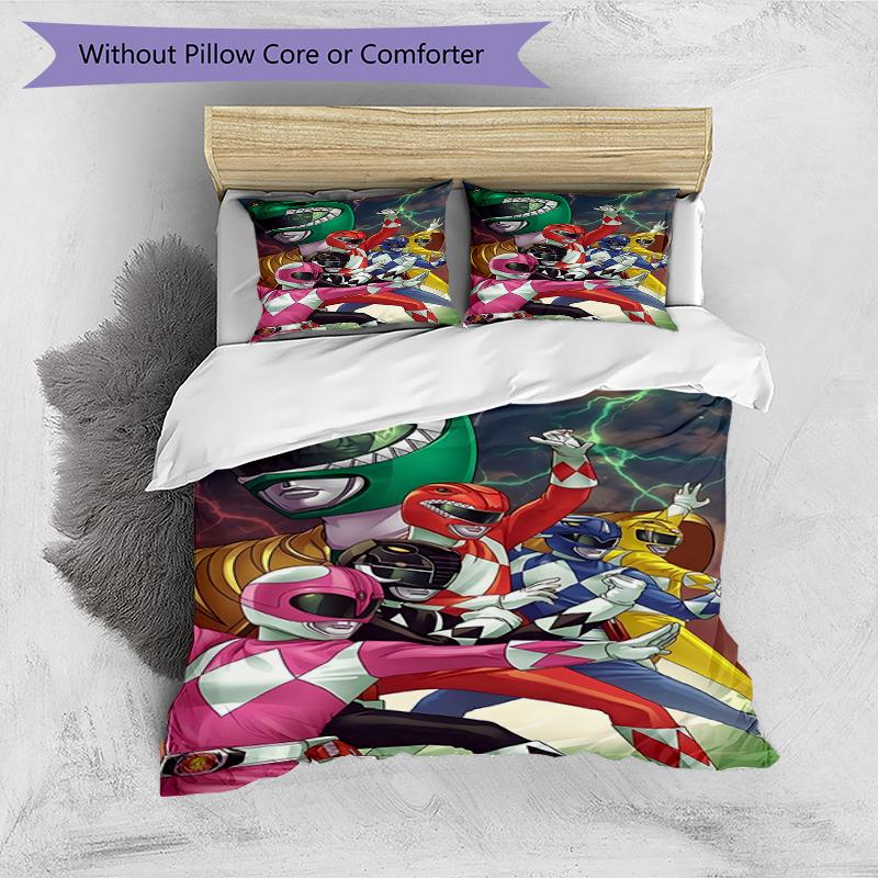 Set copripiumino 3 pezzi (1*Copripiumino + 2*Federe, Senza Nucleo),Set Biancheria da Letto con Stampa Mighty Morphin Power Rangers, Decorazione Camera da Letto, Stagione Unica, Compleanno
