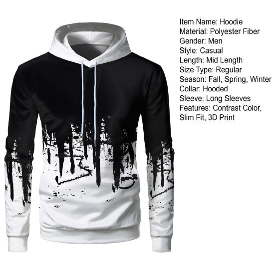 Sudadera con capucha deportiva para hombre, con estampado de colores en contraste 3D, cordón ajustable, mangas largas, puños elásticos, para exteriores, fitness, béisbol, primavera y otoño