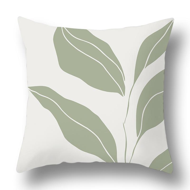 Nordic Abstract Green Geometric Pillowcase Flower Print Home Petal Velvet Pillow Cushion Cover