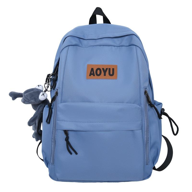 

Студенческий школьный рюкзак большой емкости, мужской однотонный рюкзак синий