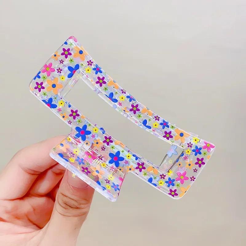 New Women Print Flower Hair Claw Tough Colorful Plastic HairClip Large Size Hair Clamps Crab Hairpin Hair Accessories Girl Gift
