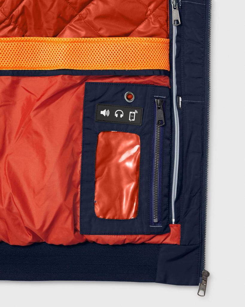 Zewnętrzna kurtka bomberka Fly Jacket z 13 kieszeniami, wodoodporna, regularny krój [Amazon Essentials], kieszenie MA-1, hydrofobowa, puchowa, męska, granatowa, LL,