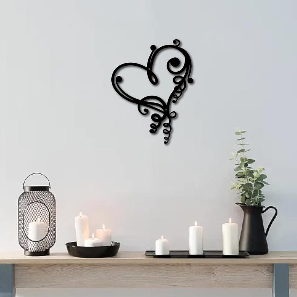 Metal Heart Wall Decor Iron Art Scroll Vintage Hanging Indoor Outdoor Gift