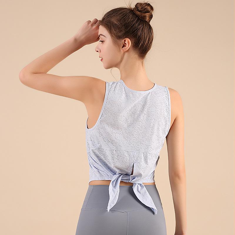 Nude Jacquard Drawstring Sports Top - Women's Breathable, Waist-Slimming, Quick-Dry Yoga & Fitness Wear.