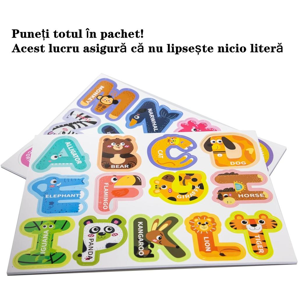 2-in-1 Educational Magnetic Set: 26 Letters + 16 Animals, Cardboard Magnets, Multicolor – Magnetic Puzzle for Kids Ages 3-6, Ideal for Early Learning