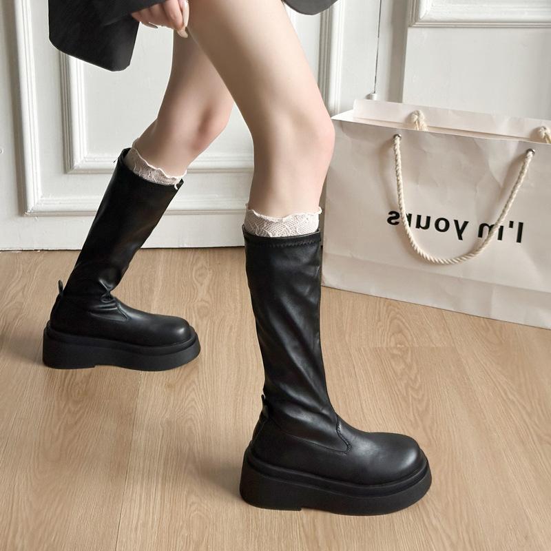 Fashion temperament black American retro heightened platform boots women's 2025 summer new versatile knight boots